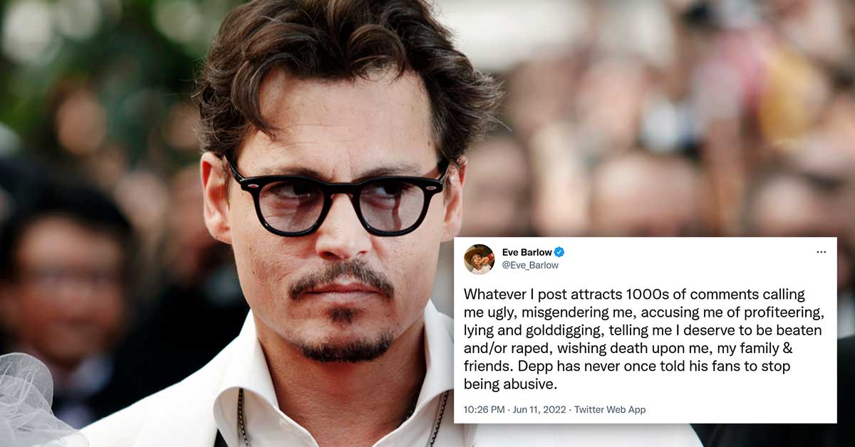 Eve Barlow asks Johnny Depp why He is Not Telling his Fans to Stop Abu$ing her Online