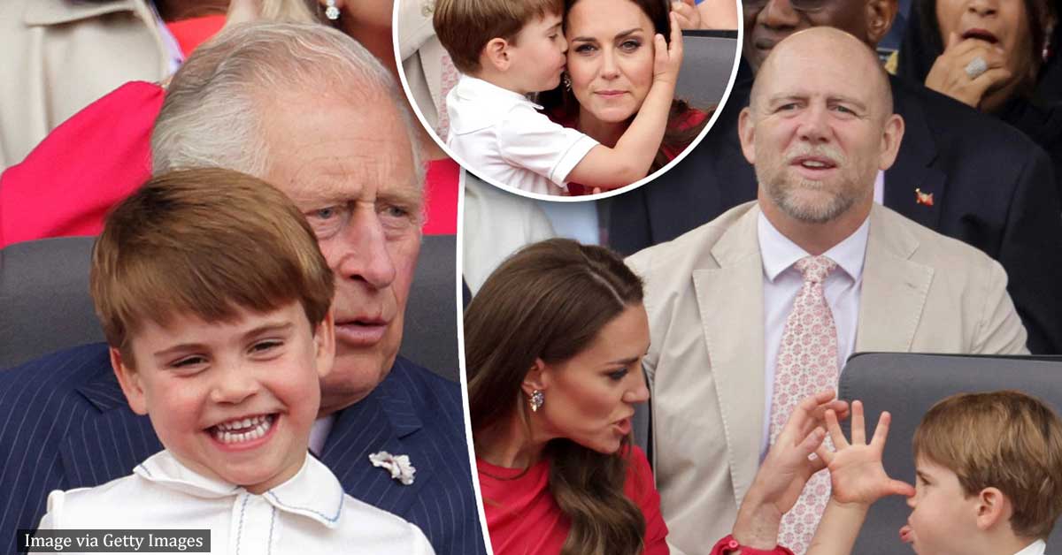 Prince Louis taunts Kate Middleton while pulling faces at her