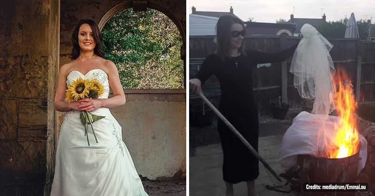 British Woman Burnt her Wedding Dress to Heal from Traumatic Divorce: “It was a Great Experience”