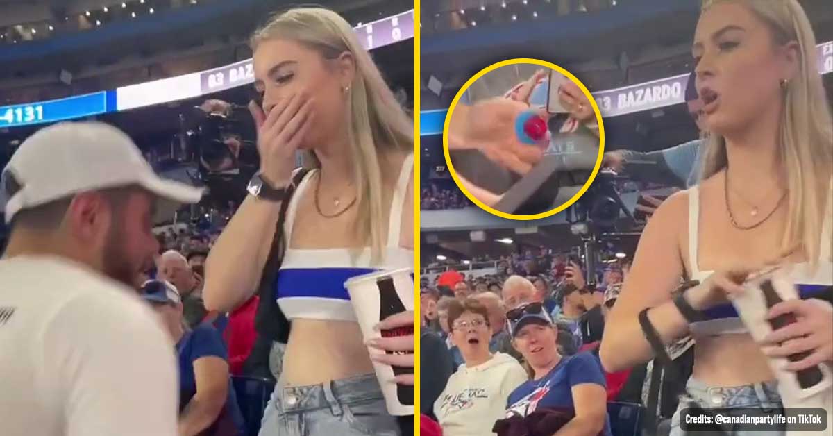 Woman Slapped Boyfriend when he Tried to Propose her with RING POP at an MLB Game