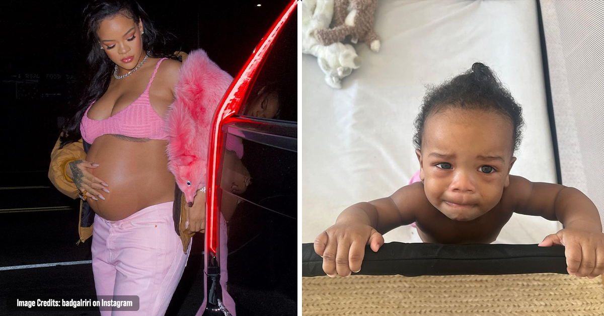 Pregnant Rihanna Shares Photo of Son Crying because his Sibling is going to the Oscars, but He is NOT