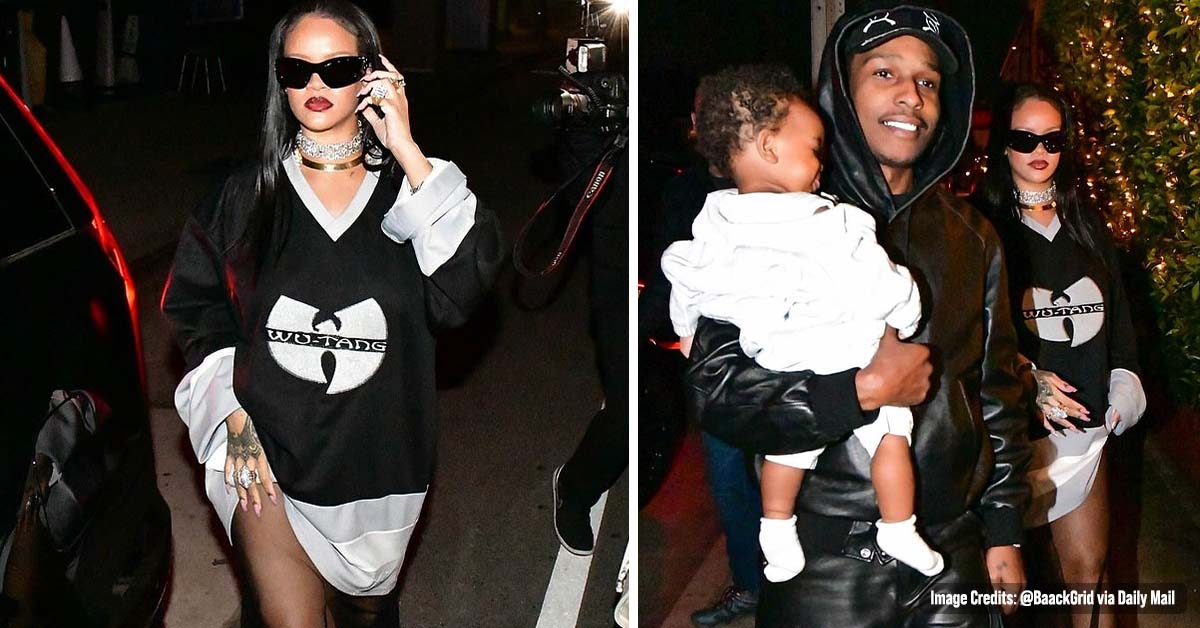 Pregnant Rihanna Dresses Her Baby Bump in Wu-Tang Shirt Dress for Dinner with Son and A$AP Rocky