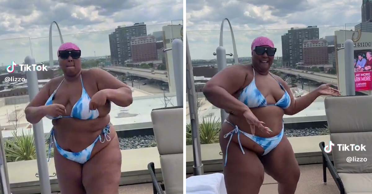 Lizzo Shows Off Killer Dance Moves in a Skimpy Blue Tie-Dye Bikini on Her Hotel Balcony