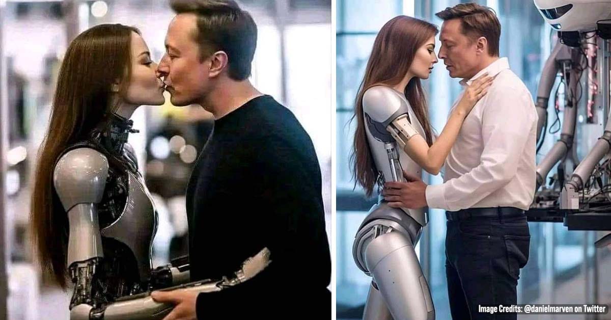 Bizarre Photo of Elon Musk ‘Kissing a Robot’ Leaves the Internet Baffled