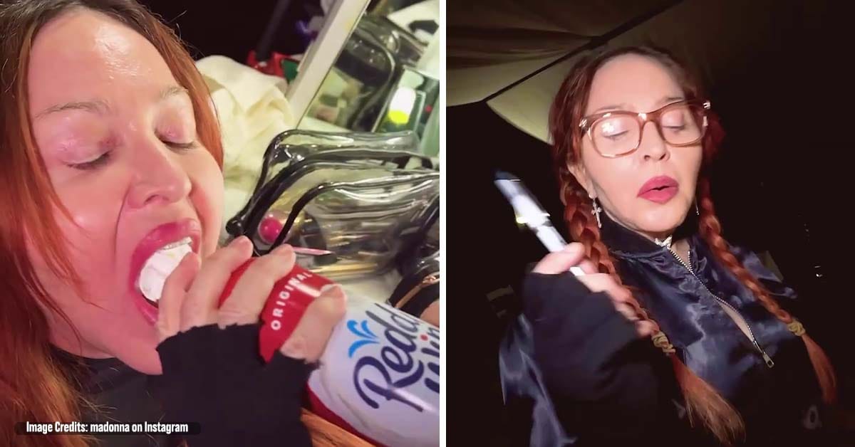 Madonna Acts Like a Teenager As She Sprayed Whipped Cream in Her Mouth