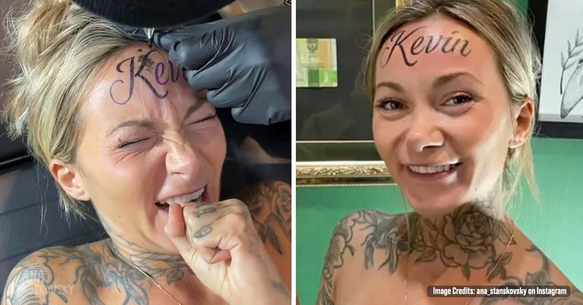Influencer Addresses Concerns Over Her Decision To Tattoo Boyfriend’s Name On Her Forehead
