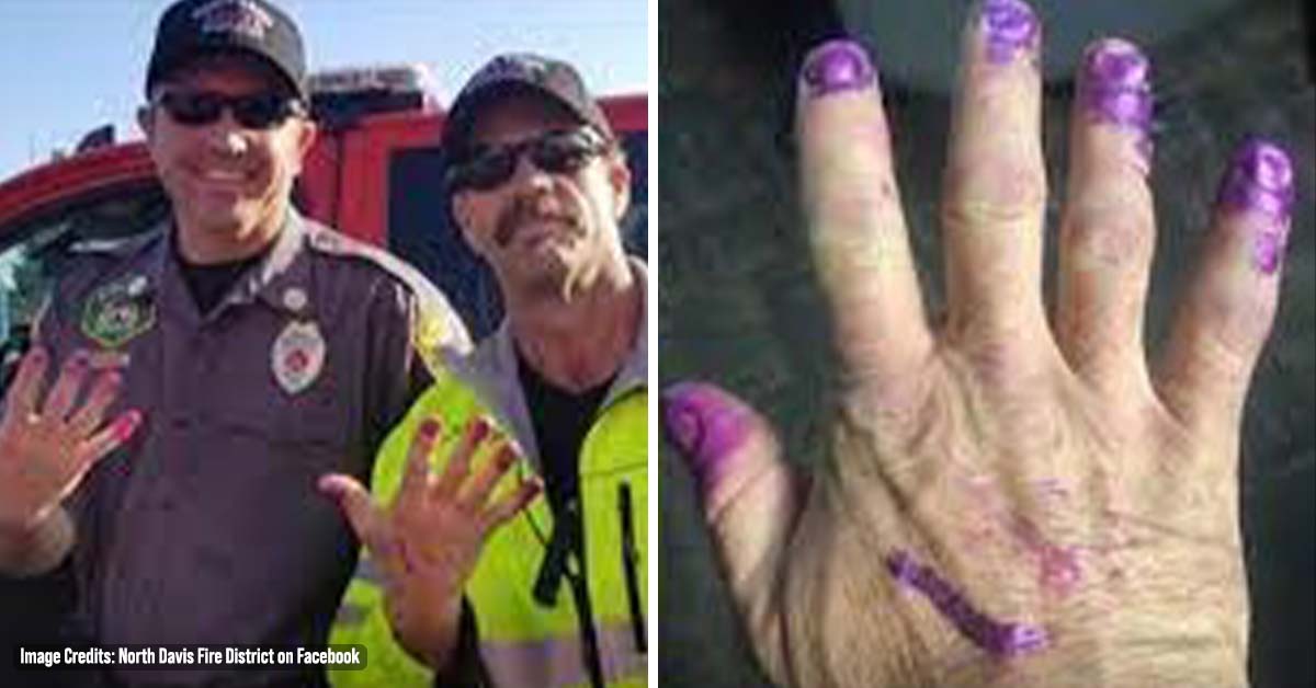 Firefighters Comfort Frightened Young Girl At Accident Site By Inviting Her To Paint Their Nails