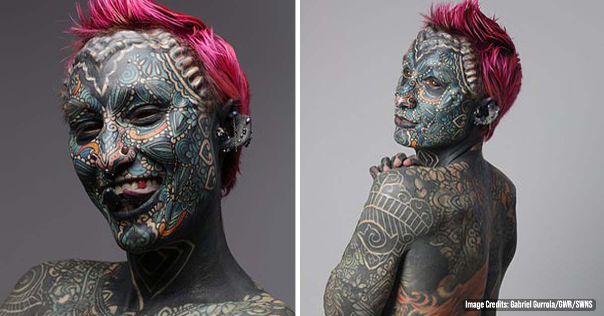 Army Veteran, 36, Becomes Most Tattooed Woman Ever, Covering 99.98% of Her Body in 10 Years